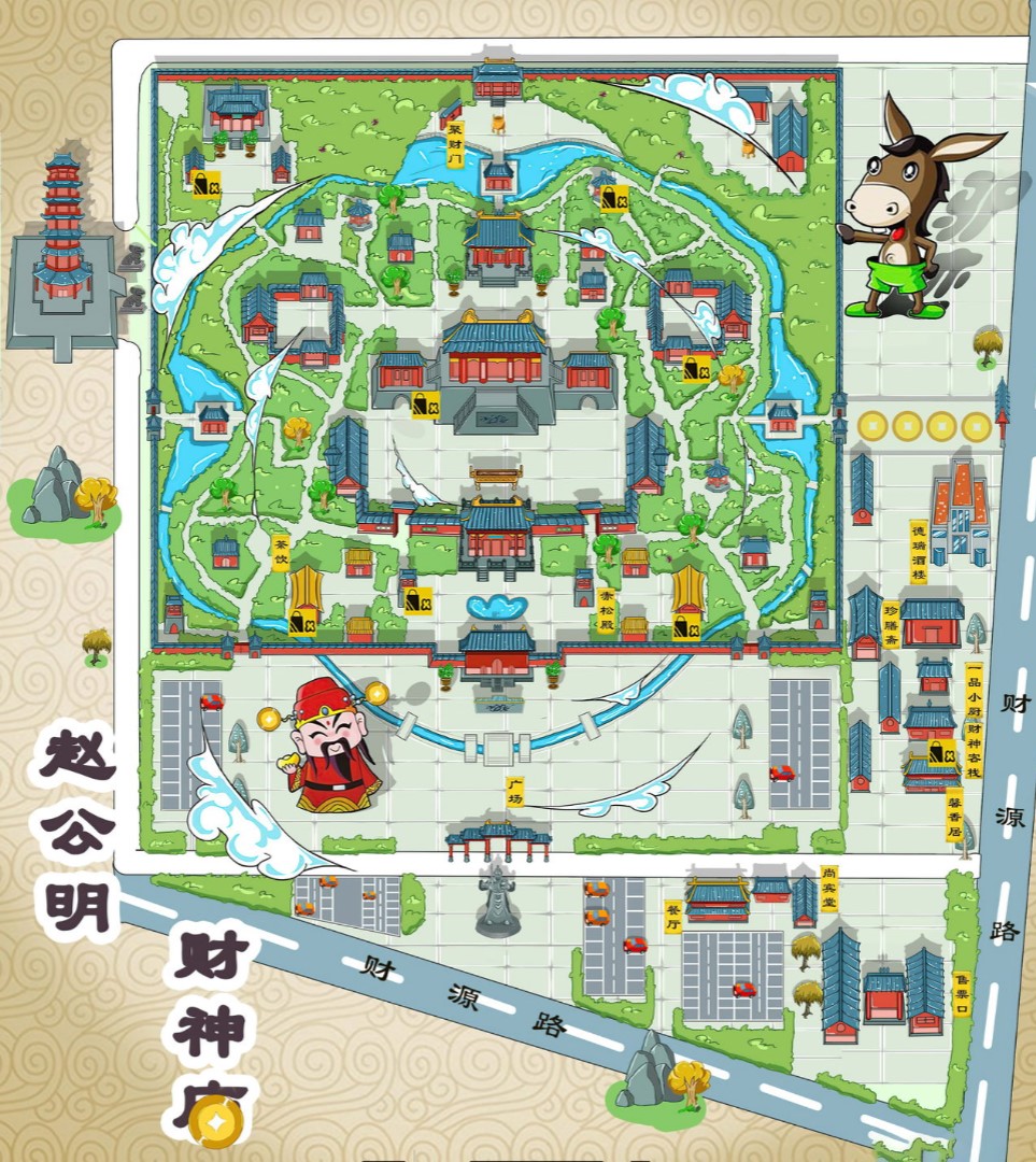 城步寺庙类手绘地图